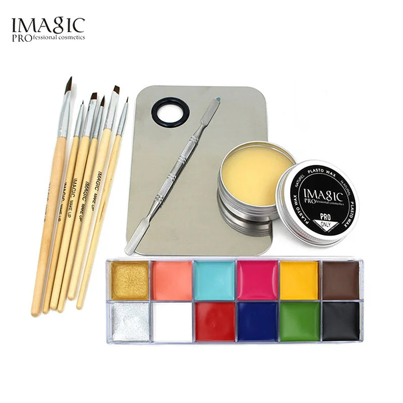 Professional Body Painting Set with 12 Colors, Skin Wax & Makeup Remover