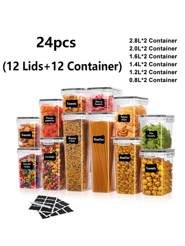 24/48pcs Food Storage Containers with Lids - Organize Grains, Rice, Pasta, Nuts