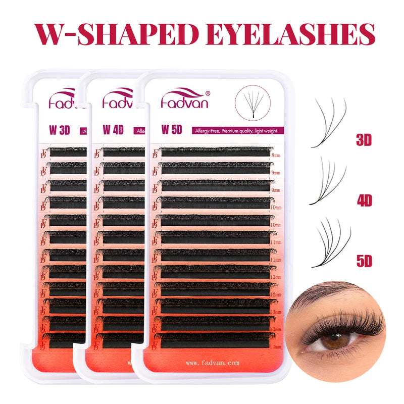 Premade 3D/4D/5D/6D W-Shape Eyelash Extensions Natural Soft Fake Lashes