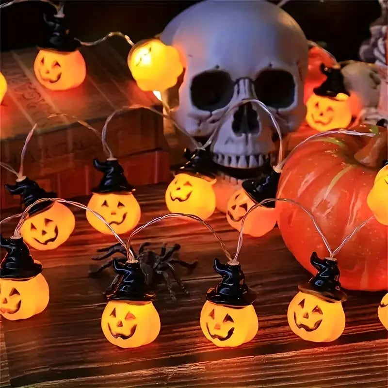 Halloween Pumpkin Fairy String Lights - Warm White 10LED Battery-Powered Decoration