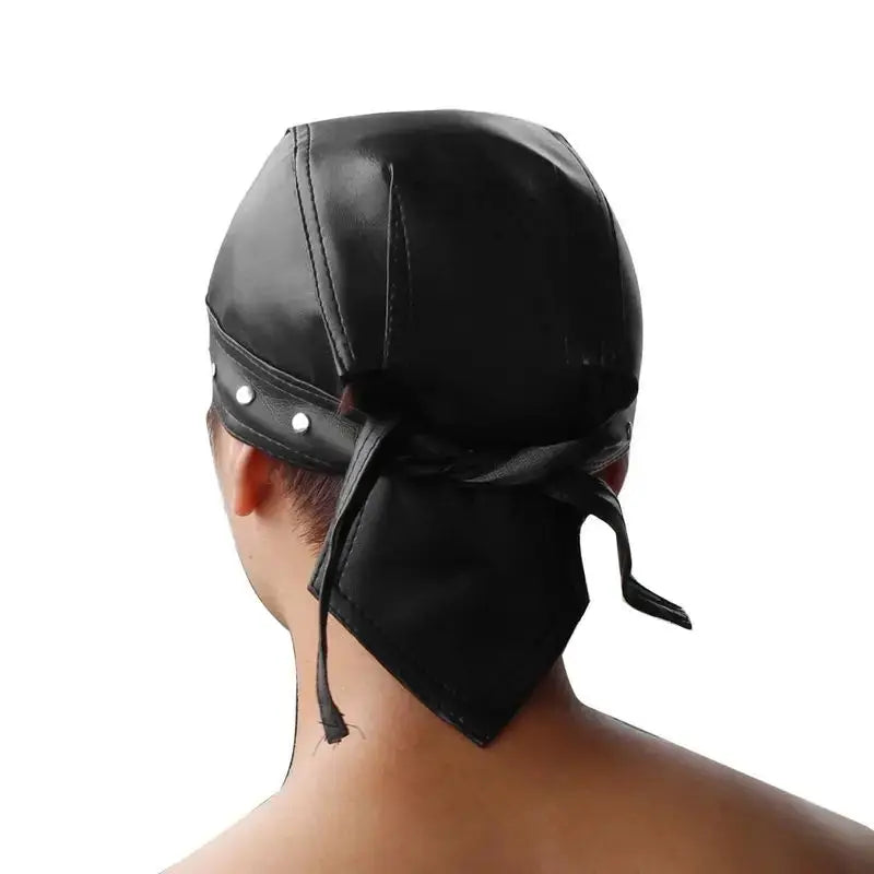 Black Leather Skull Motorcycle Helmet Accessory - Edgy Urban Biker Gear