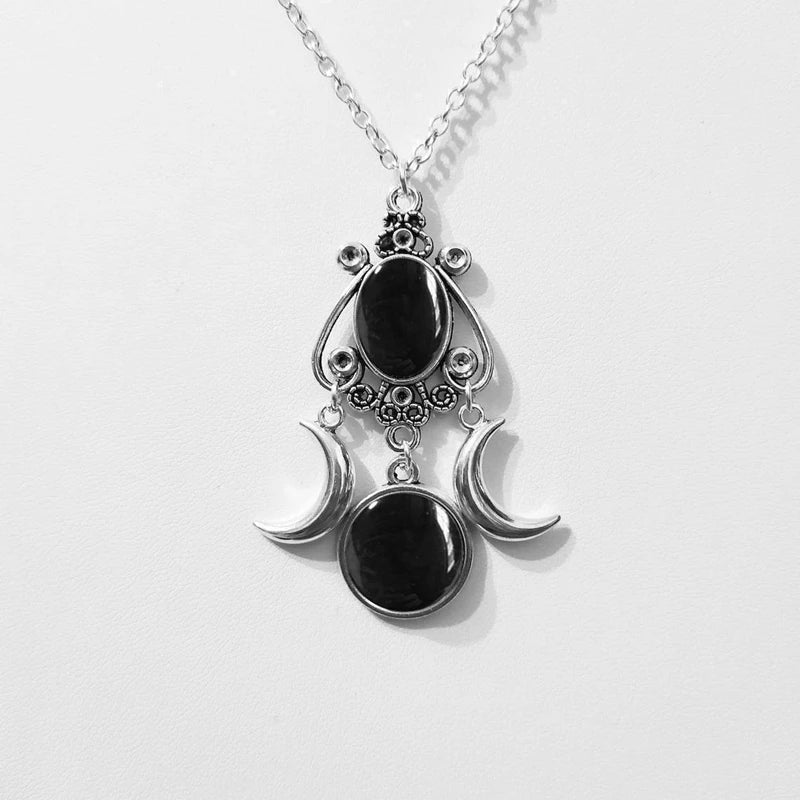 Triple Moon Pendant Necklace Jewelry with Multiple Metal Colors