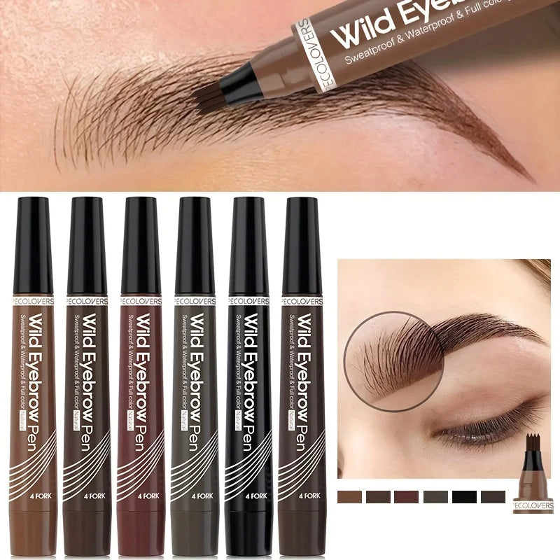 Long Lasting Waterproof Eyebrow Pen with 5 Natural Matte Colors - Smudge Proof Makeup