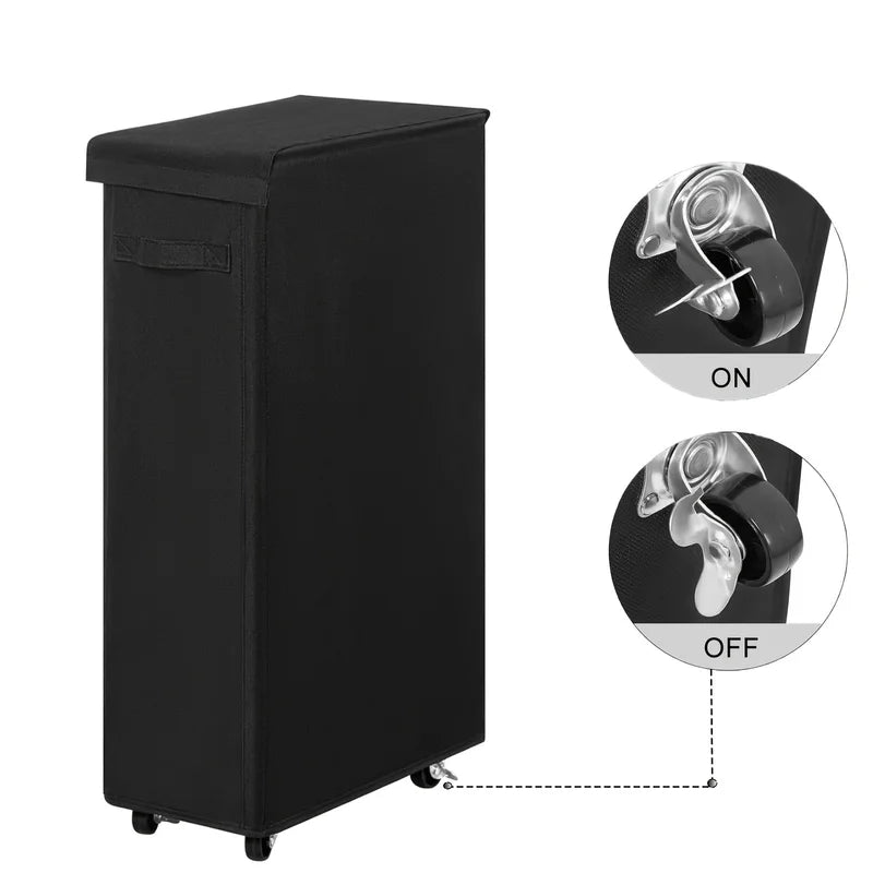 Laundry Basket with Wheels and Lid - Foldable Hamper for Bedroom Bathroom Dorm