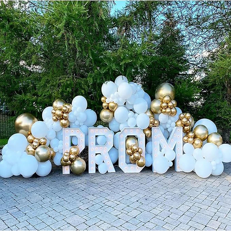 Metallic Gold & White Balloons Garland Kit for 30th Birthday Wedding Graduation