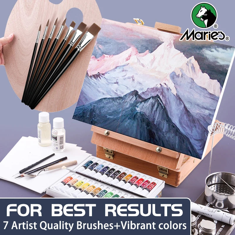 19 pcs Oil Paint Kit with 12 Colors & 7 Brushes - Vibrant Oil Painting Set for Artists