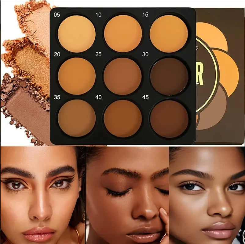 Waterproof Contour Concealer Palette - 9 Colors for Medium to Deep Skin