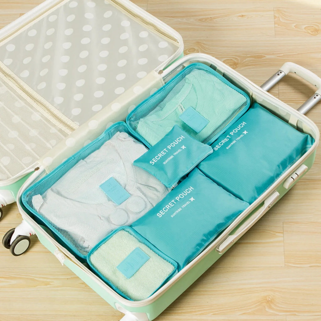 6-Piece Travel Storage Bag Set Waterproof Large Capacity Luggage Organizers