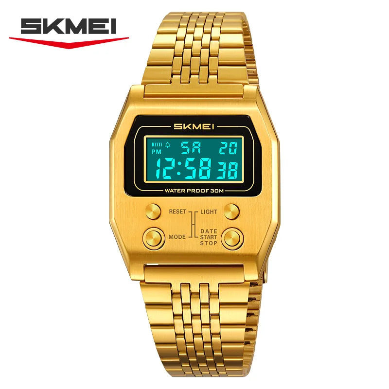 Digital Sports Waterproof LED Watch for Men & Women - Retro Alarm Clock