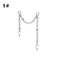 Stainless Steel Chain Ear Stud with Zircon Stars & Hearts - Cartilage Piercing Jewelry