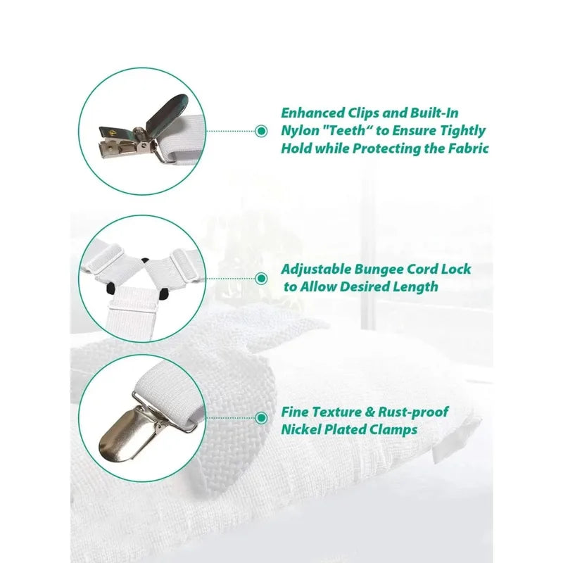 4Pcs Triangular Adjustable Bed Sheet and Quilt Holder Clips - Metal Fasteners for Upholstery and Tent