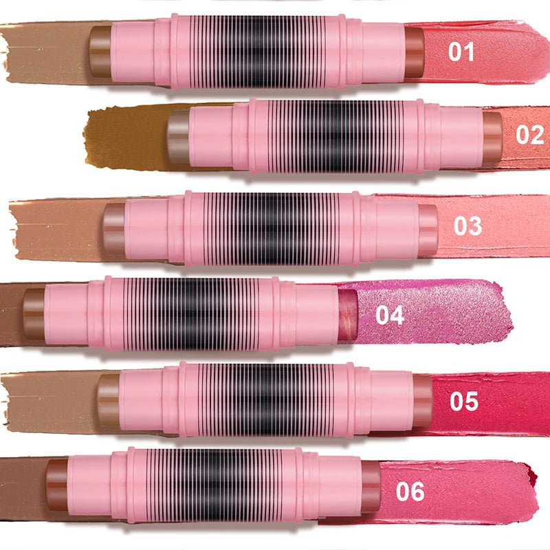 Multi-Purpose Blush and Contour Stick Duo for Face Makeup - All Colors