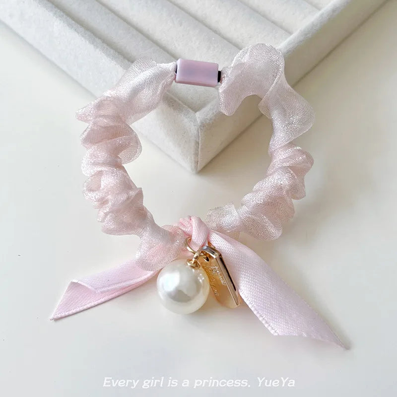 5pcs Elastic Hair Ties for Women and Girls - Korean Style Bow Hair Rings