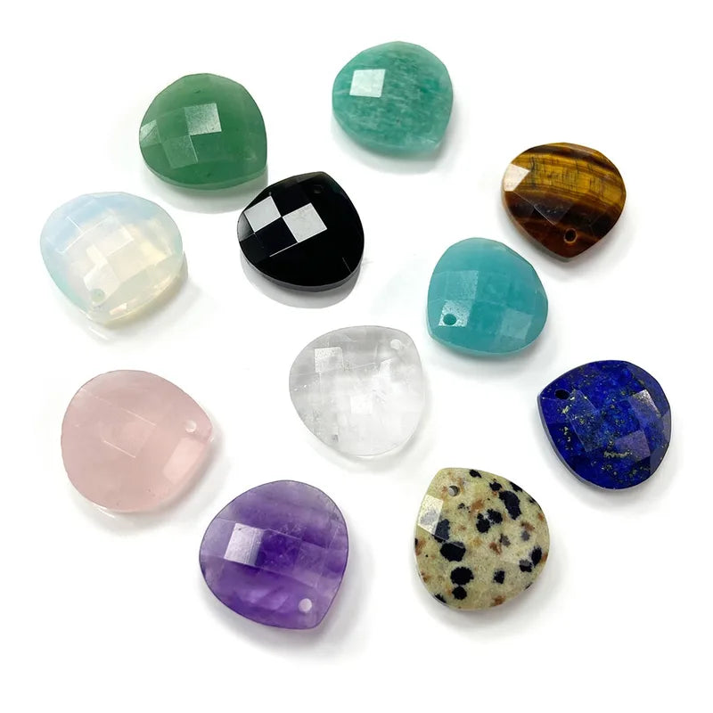 Natural Water Drop Shape Stone Pendant for Jewelry Making - Amethyst, Lapis Lazuli, Obsidian, Quartz Beads