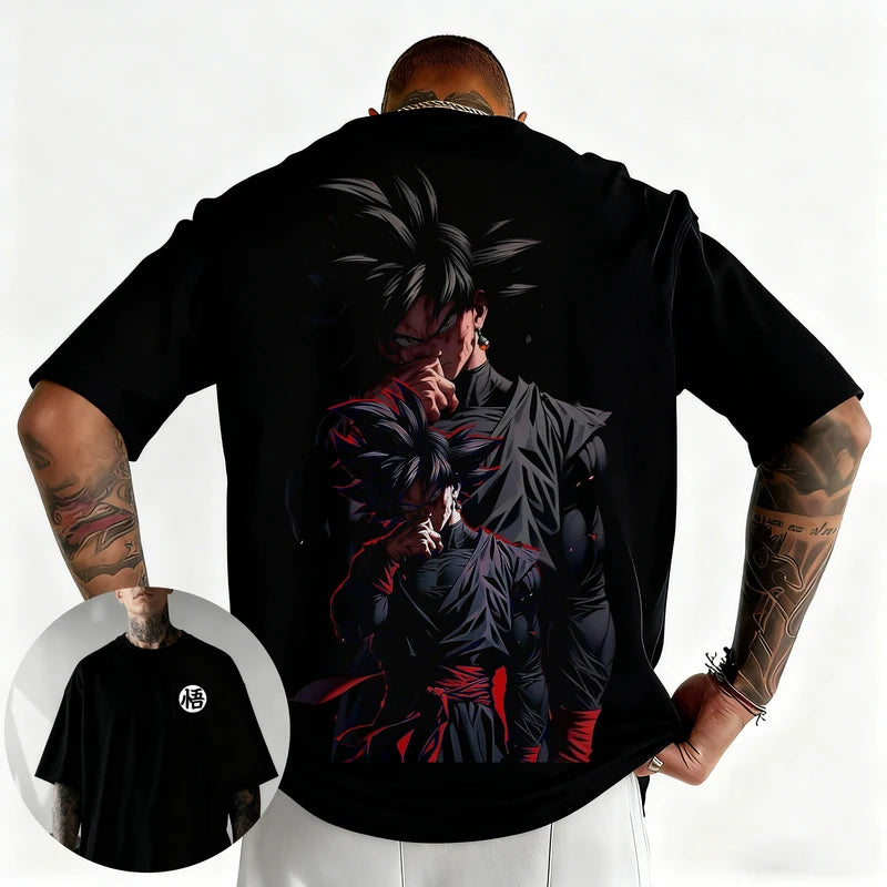 Unisex Watercolor Graffiti Dragon Ball Goku & Buu Oversized T-Shirt Casual Anime Graphic