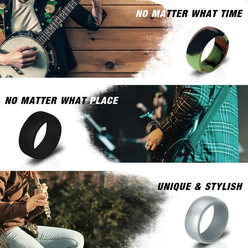 Sports Silicone Finger Rings for Men - Hypoallergenic Flexible Exercise Bands