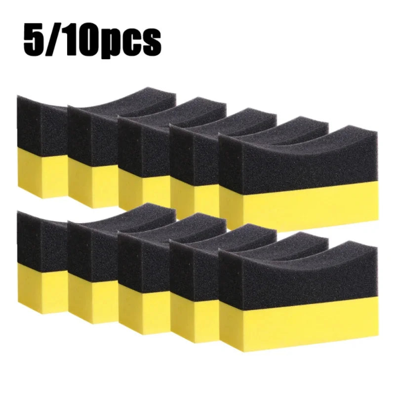 Auto Cleaning Sponge Brush Set for Car Wheels and Tires - Water Wipe & Wax Polishing Tools