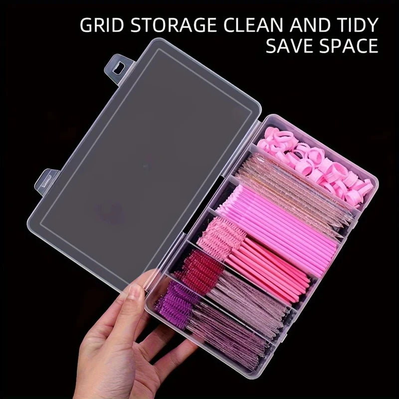Eyelash Extension Storage Box - 6 Clear Compartments Makeup Organizer for Glue Tweezers