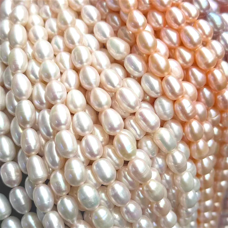 Freshwater Rice Pearls Beads 8-9mm Natural White Pink Purple Jewelry Making Supplies