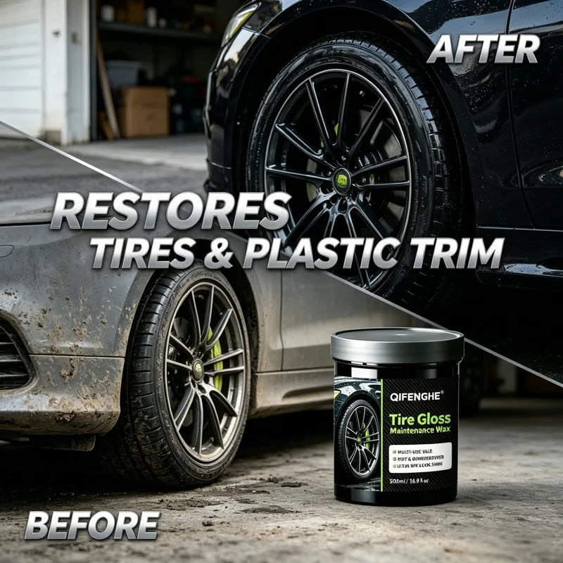 500ml Car Tire Gloss Wax with Rust & Grime Remover - Ultra Wet-Look Shine
