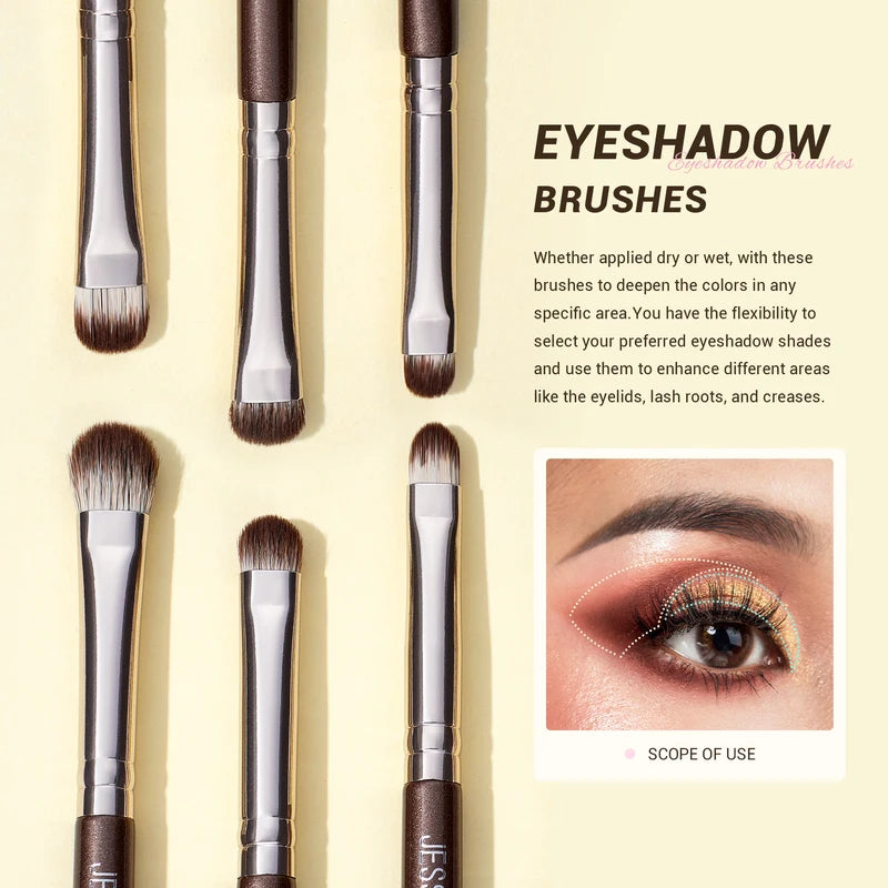 15-Piece Eye Makeup Brush Set with Vegan Fibers for Eyeshadow, Eyeliner & Brows