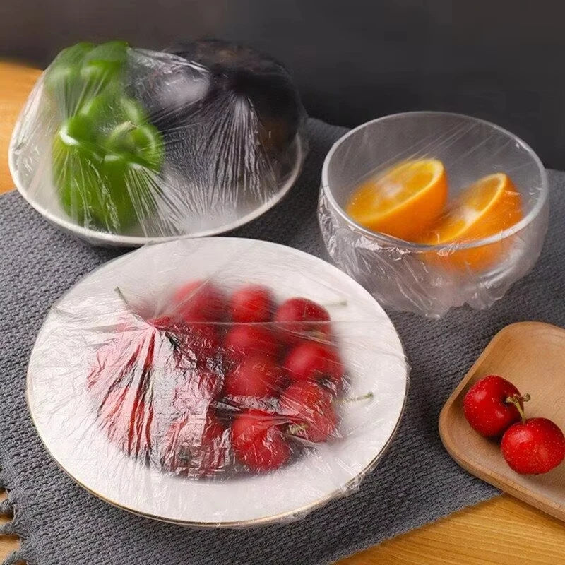 Disposable Food Covers 100PCS Elastic Plastic Wraps for Food Preservation