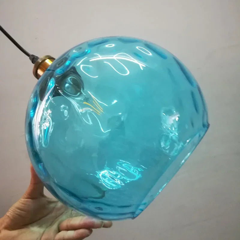 Modern LED Glass Pendant Light - Blue Hanging Lighting Fixture for Living and Dining Rooms