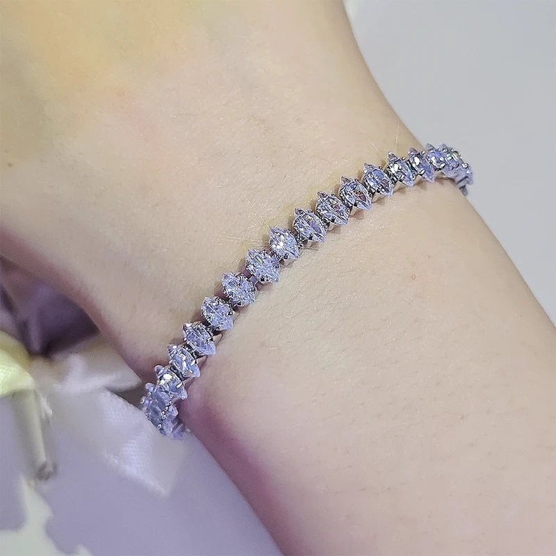 Luxury Silver Color Marquise Oval Square Cut Tennis Bracelet for Women