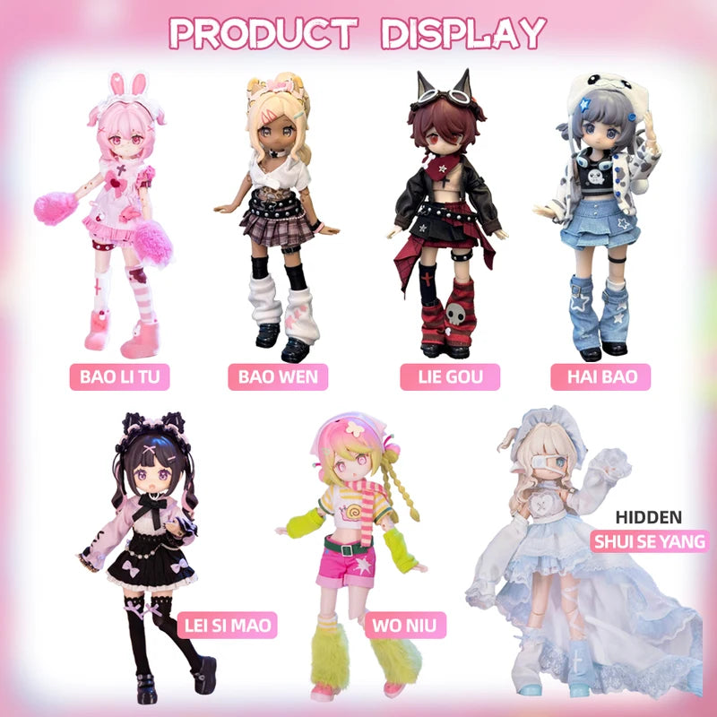 Cute Action Figure Doll Blind Box Toy Set - Movable Joints, Trendy Collectible Gift