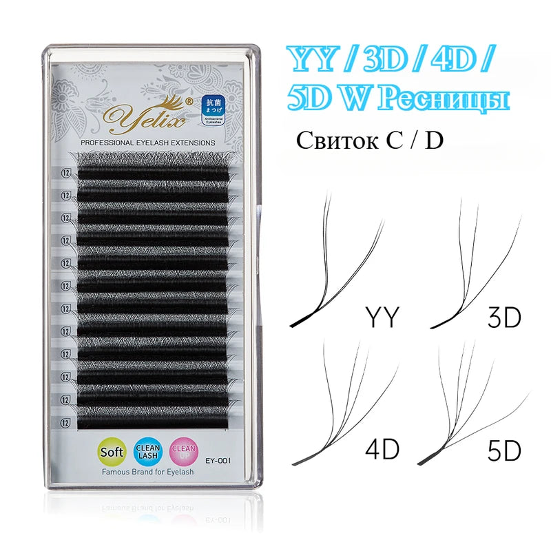 False Eyelash Extensions 3D 4D 5D W Shape Volume Fans Natural Lashes
