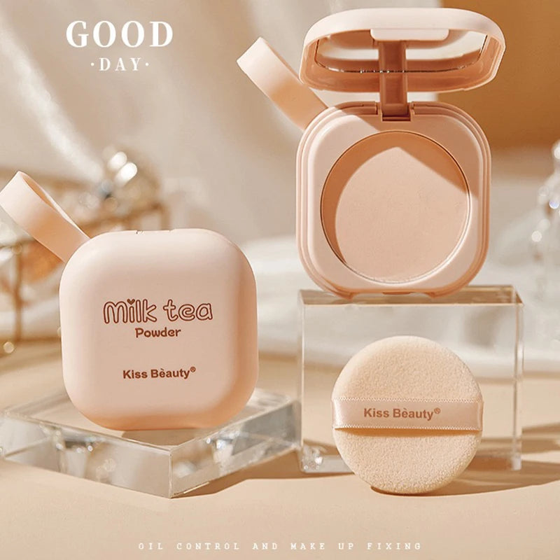 Oil Control Setting Powder with Mirror Compact for Matte Finish - Brightening Skin Tone