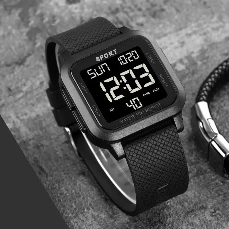 Men's Digital Sports Watch Waterproof Shock-Resistant Running Watch