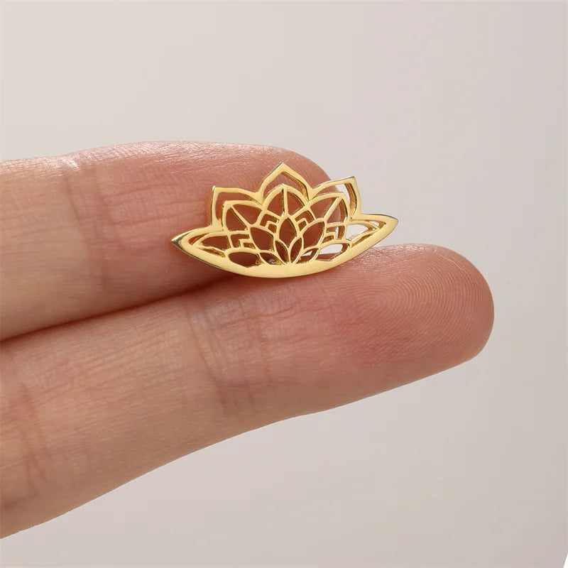 Sterling Silver Lotus Flower Crown Earrings for Women - Hypoallergenic Jewelry
