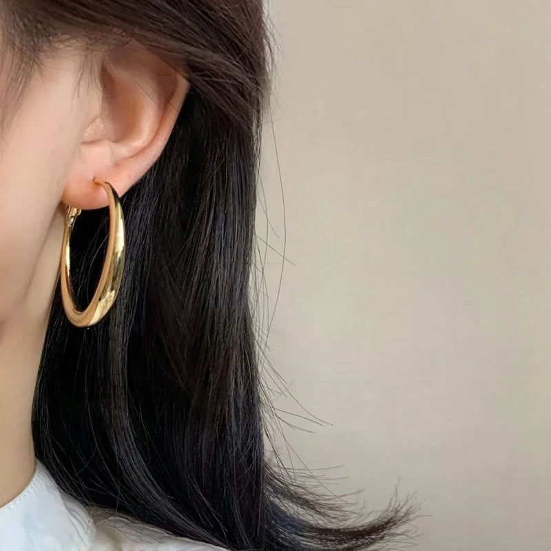 Big Circle Hoop Earrings for Women - Exaggerated C-Shaped Metal Jewelry