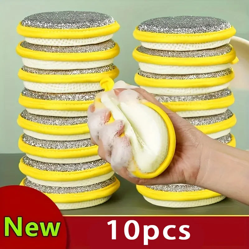 Double-Sided Dishwashing Sponges Set - Reusable Kitchen Cleaning Tools, 5 or 10 Pieces