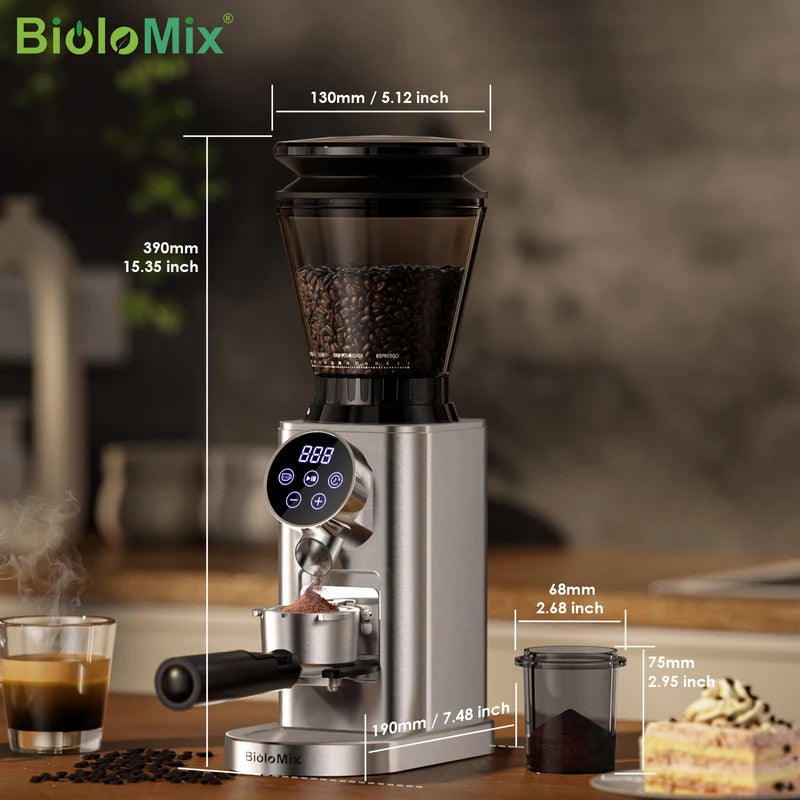 Electric Conical Burr Coffee Grinder with 48 Settings for Espresso and Brew