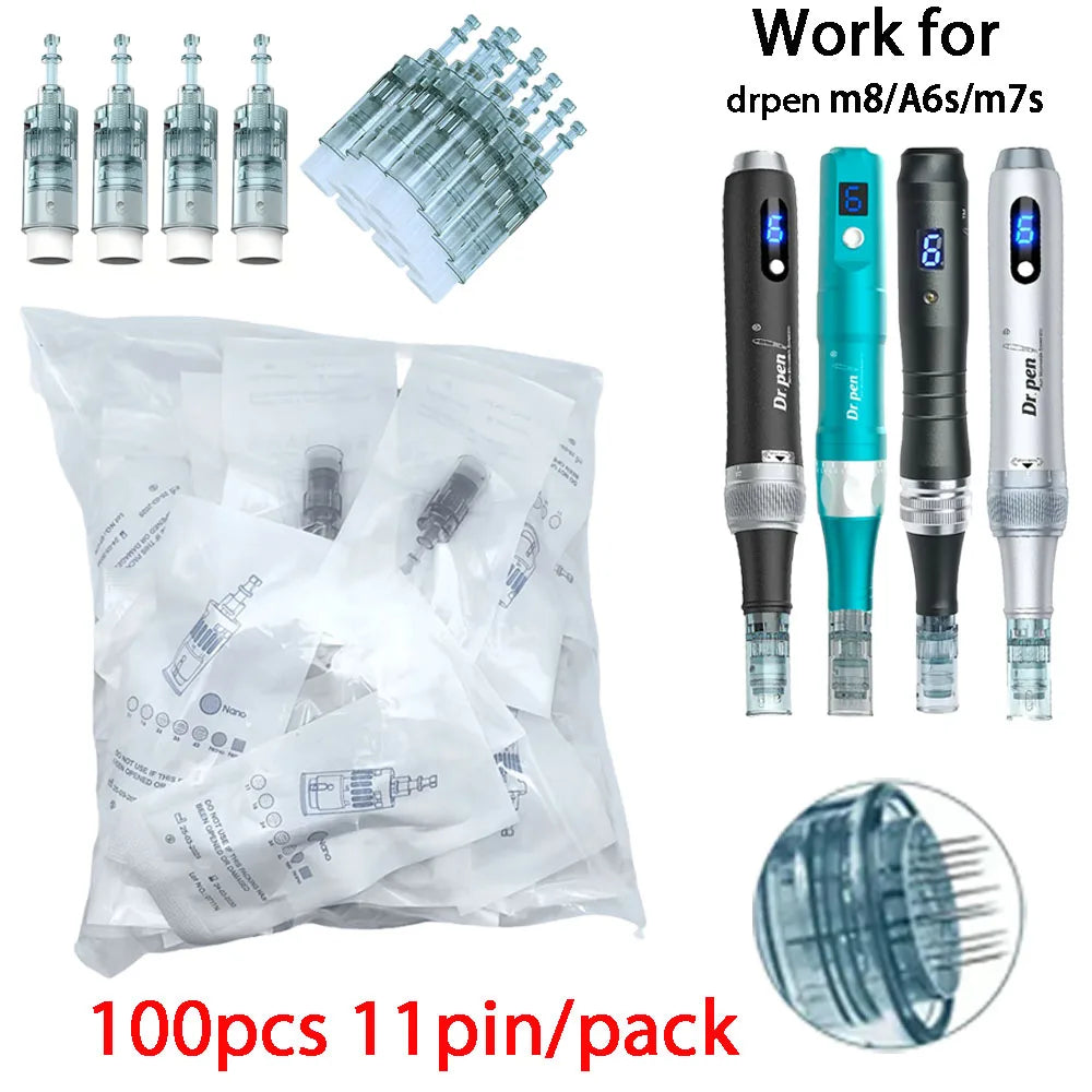 100pcs Dermapen M8 Needle Set for Microneedling and Mesotherapy - 0.25mm Length