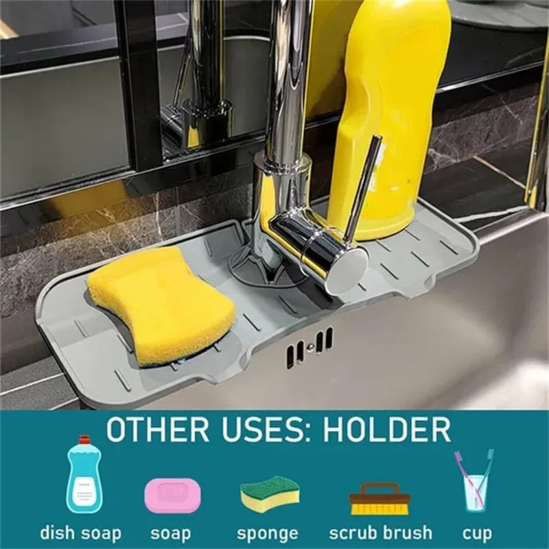 Foldable Silicone Sink Drainer Mat Waterproof Countertop Protector Kitchen Faucet Splash Guard