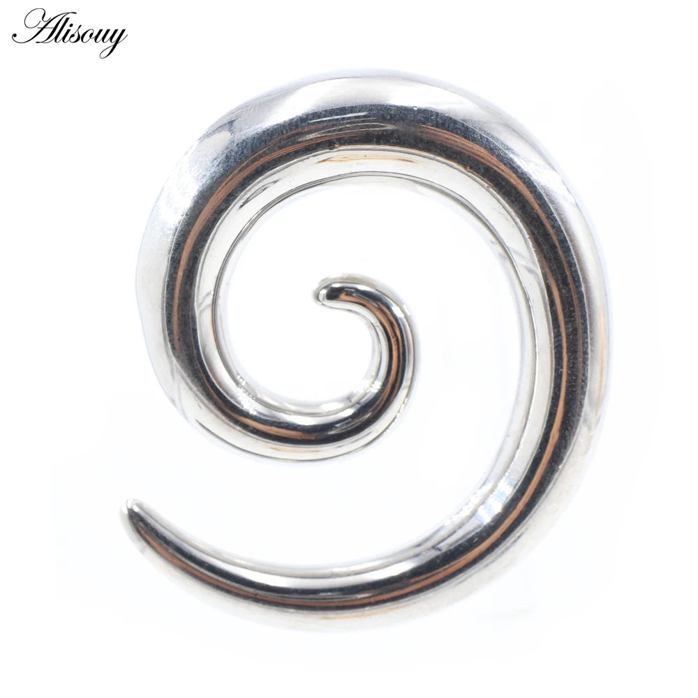 Stainless Steel Spiral Snail Fake Ear Tapers Gauges Stretching Plugs Tunnel Body Jewelry