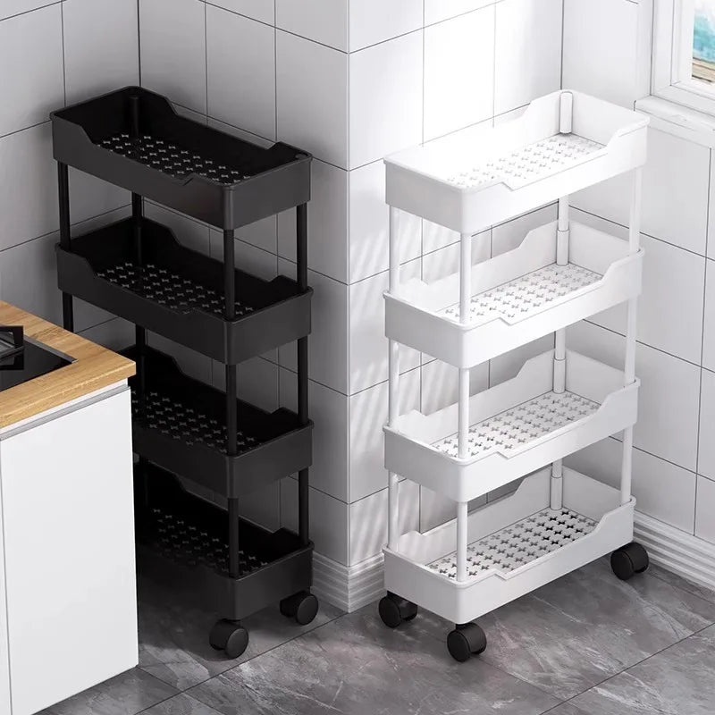 Multi-Layer Kitchen Storage Cart with Wheels for Refrigerator and Pantry Organization