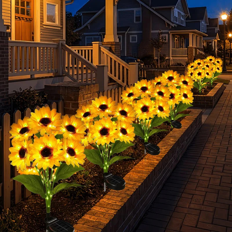Solar Sunflower Garden Lights - Waterproof Outdoor Decor Stake Lights for Yard & Path