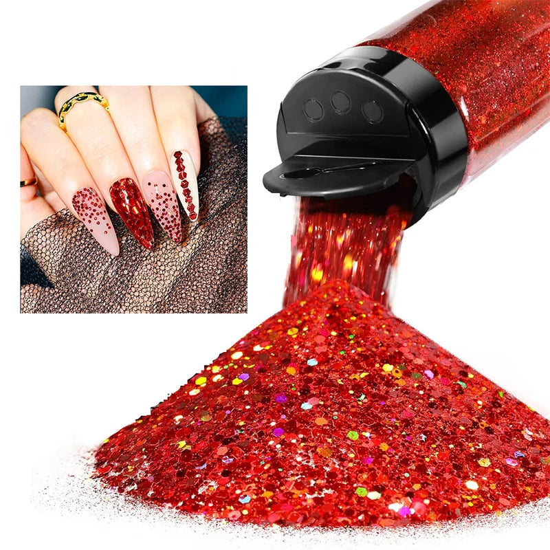 Holographic Chunky Glitter Powder for Crafts & Nail Art - 50g Multi-Color