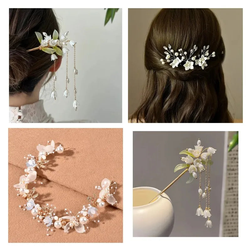 DIY Jewelry Bead Caps - 50 or 100pcs ABS Flower Imitation Pearl Beads for Bracelets & Necklaces
