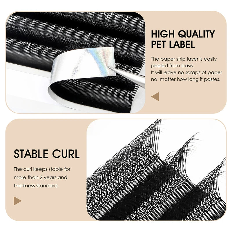 Wholesale False Eyelash Bundles - Wispy Handmade Premade Volume Fans, Waterproof, 0.07mm Thick
