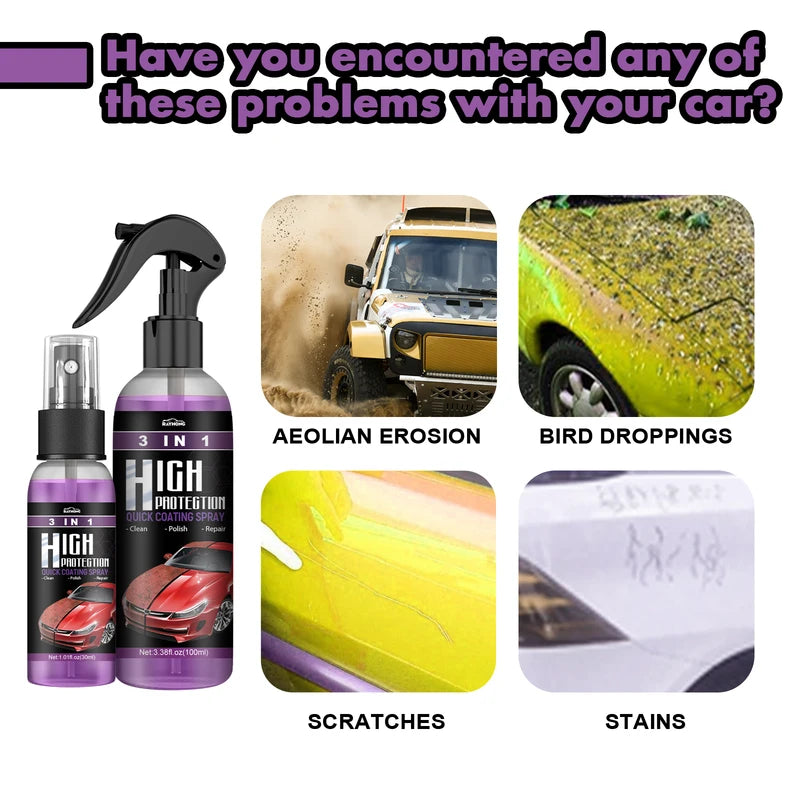 3 in 1 Car Ceramic Coating Spray 100ml High Protection & Scratch Repair