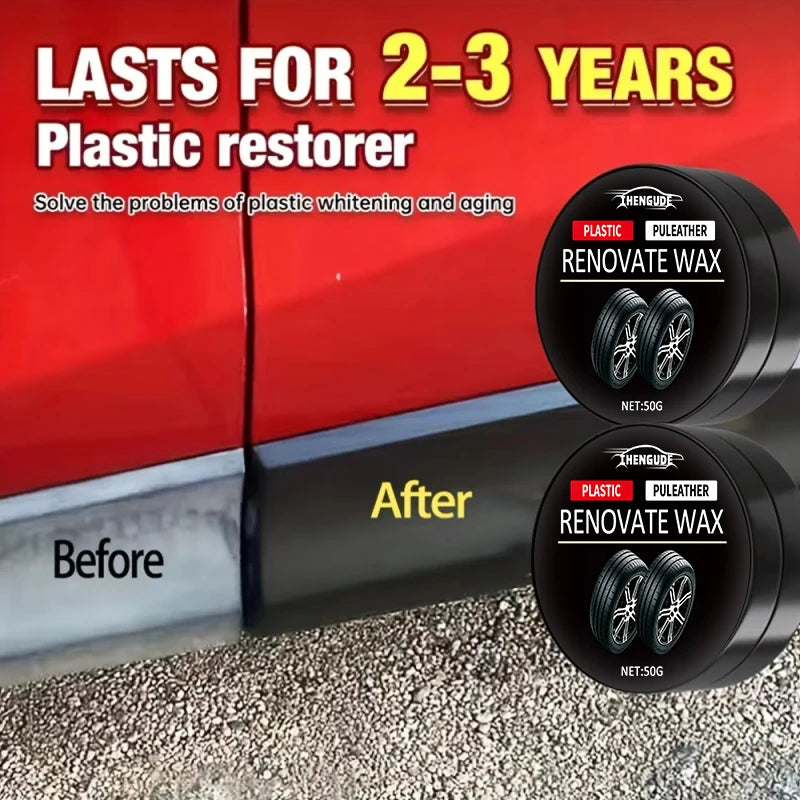 Universal Rubber Renewal Wax - Long-Lasting Black Car & Leather Coating Restoration