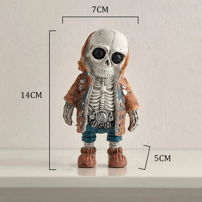 Skeleton Doll Resin Figurine Home Decor Retro Street Art Creative Room Accent