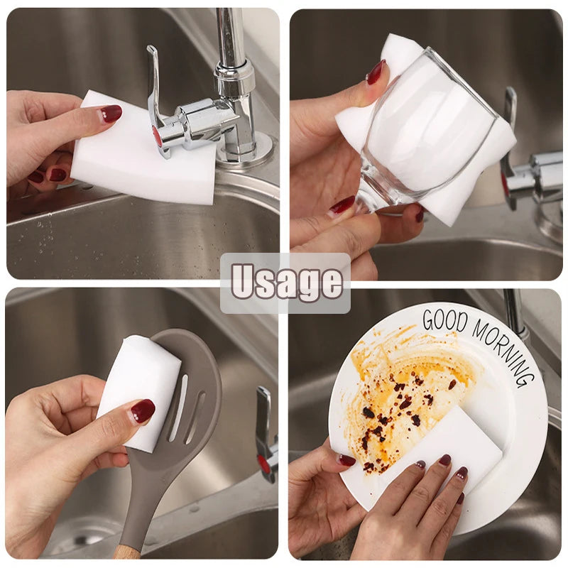 Melamine Cleaning Sponge Set 50/100 Pieces Multipurpose Erasers for Kitchen Bathroom Office