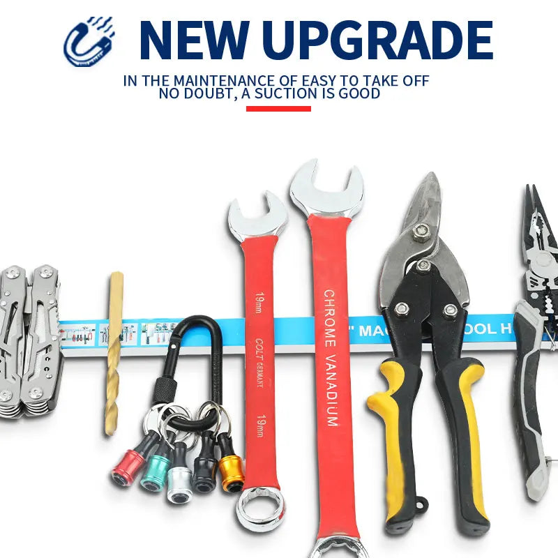 Magnetic Tool Rack Organizer with Strong Adhesive Strips for Kitchen Garage Workshop