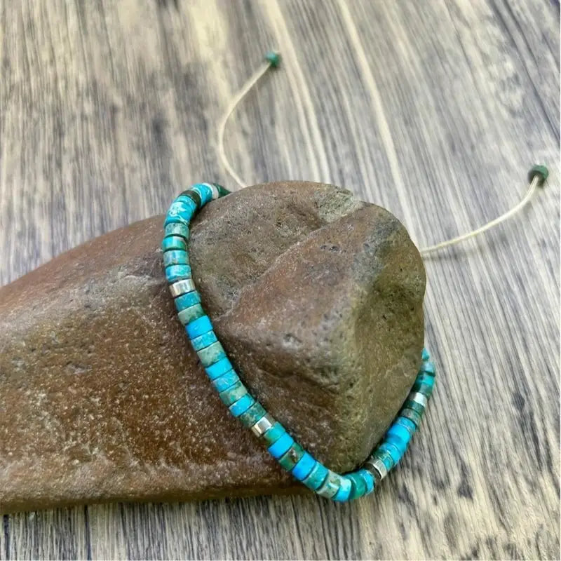 Adjustable Natural Turquoise Beaded Bracelet for Men & Women - Gift & Vacation Accessory